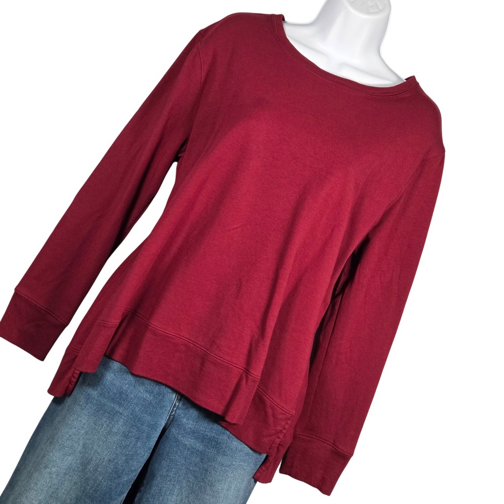 Anatomie Long Sleeve High Low Top Women Large Burgundy Red Quiet Luxury Peru